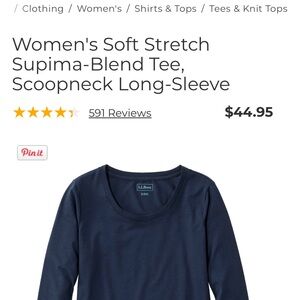L.L. Bean Navy Long-Sleeve Tee Size 3X new with tags